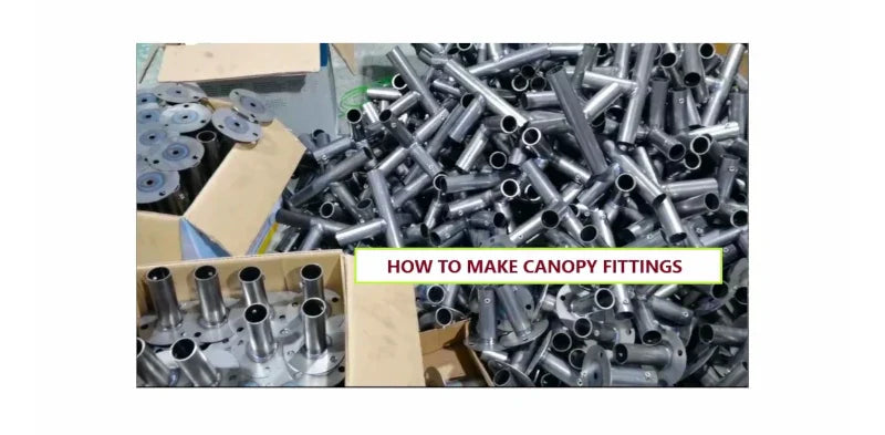 Metal canopy fittings with text 'How to Make Canopy Fittings' on a white background