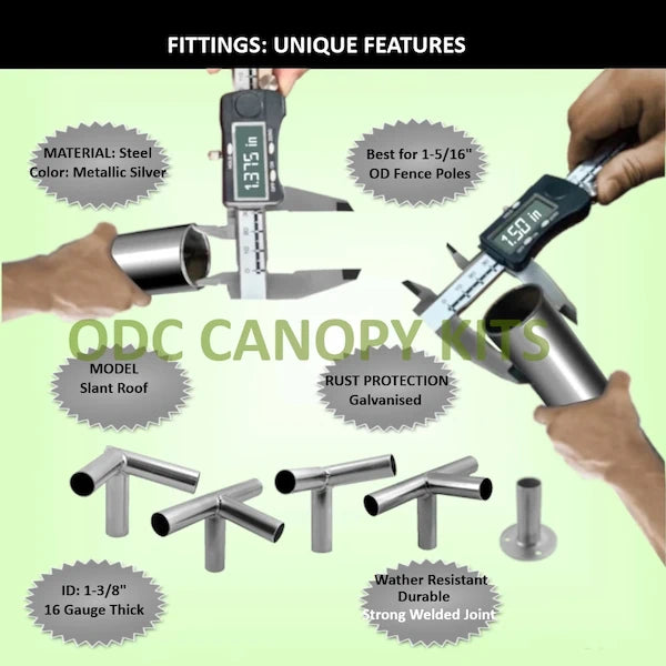 Slant roof canopy kit – durable canopy pipe fittings