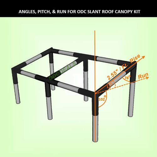 Slant roof canopy kit with tarp and ball bungee – durable canopy pipe fittings and corners for outdoor shade setup
