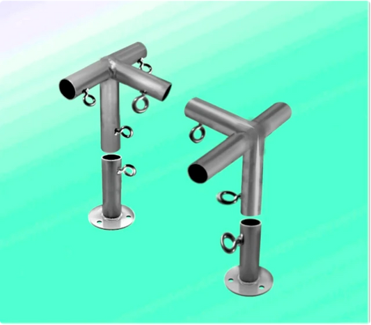 Two metal T-shaped brackets-Roof Support Hardware for Slant Roof Canopy Tents from odcdeals