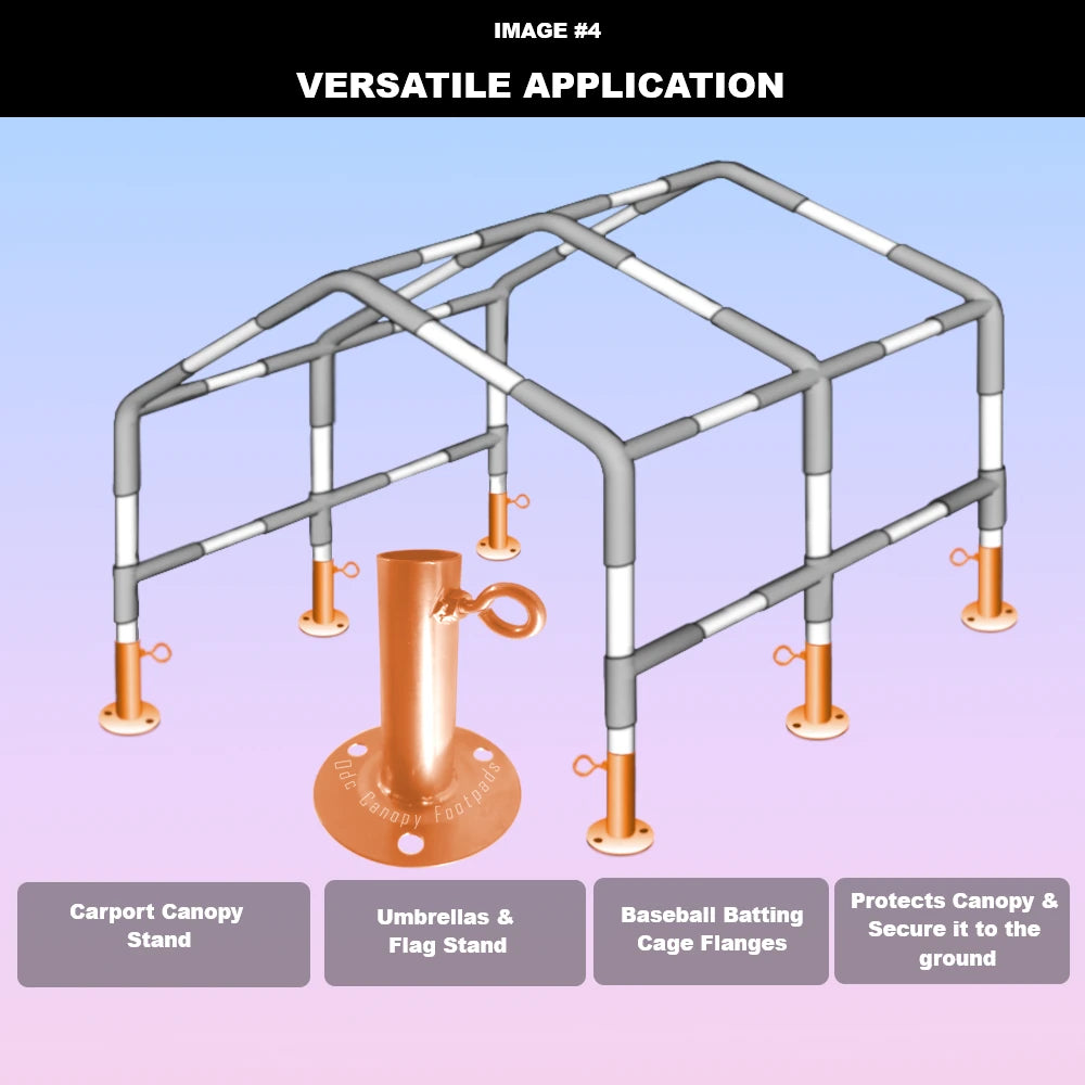Tent footpad with lock screw for 1-inch EMT tubing – secure screw-on rubber feet for stable tent base