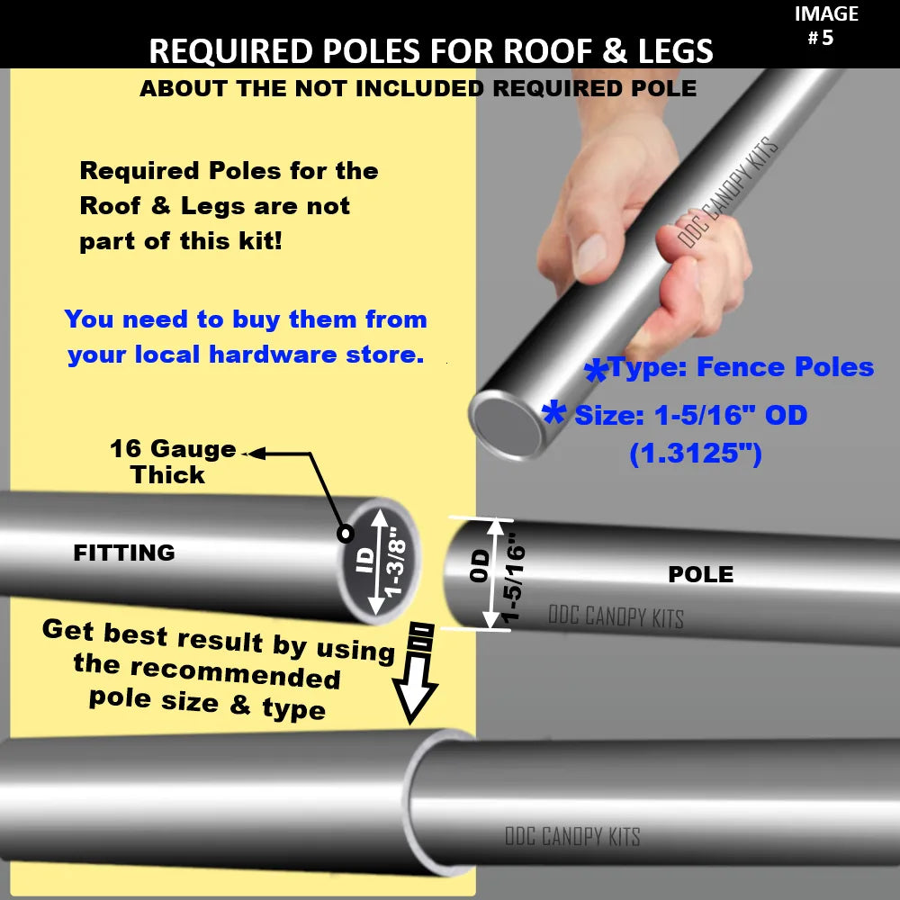 1-3/8" ID High Peak Canopy frame brackets & Fittings Kit