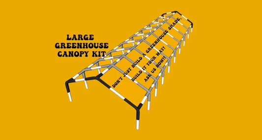 Large greenhouse canopy kit on a yellow background