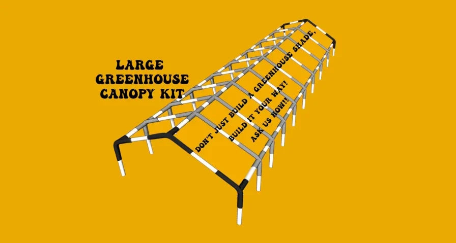 Large greenhouse canopy kit on a yellow background