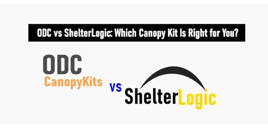 Comparison between ODC Canopy Kits and ShelterLogic on a white 