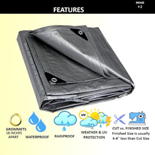 Silver canopy tarp tarpaulin 6 oz 12 mil heavy duty canopy cover replacement
