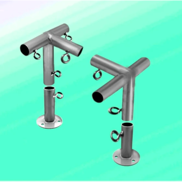Two metal T-shaped brackets-Roof Support Hardware for Slant Roof Canopy Tents from odcdeals