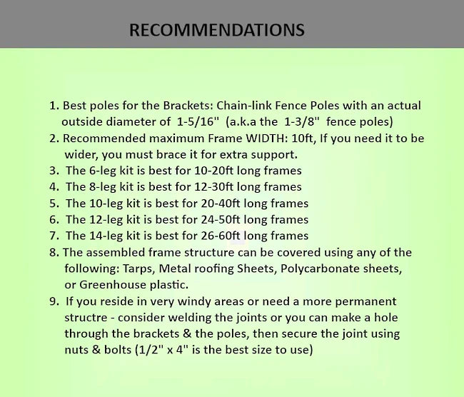 Slant roof canopy kit with tarp and ball bungee – durable canopy fittings