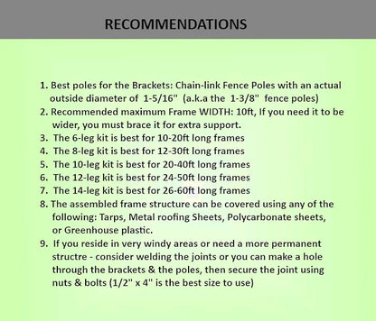 Slant roof canopy kit with tarp and ball bungee – durable canopy fittings