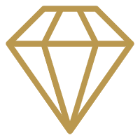 Gold diamond-shaped logo on a white background