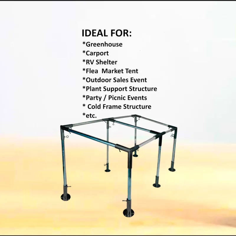 Metal canopy frame structure with text indicating its uses from odcdeals