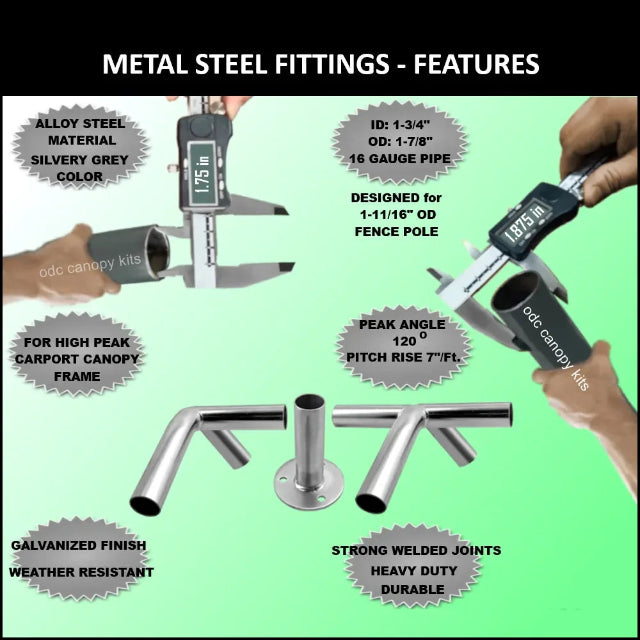 High peak carport kit 1-¾ inch steel metal brackets heavy duty canopy fitting kit TK134