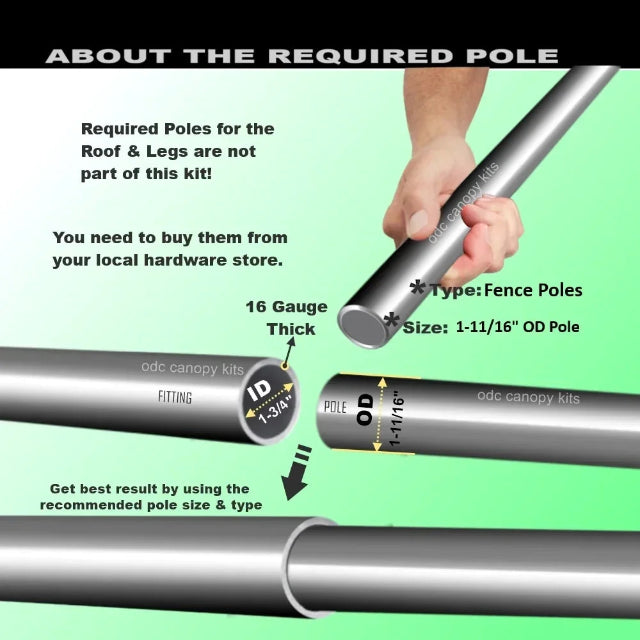 High peak carport kit 1-¾ inch steel metal brackets heavy duty canopy fitting kit TK134