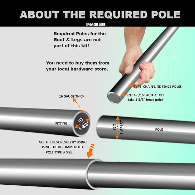 Poles for Slant Roof Canopy Brackets with Eye-Bolt | Canopy Fitting Kit