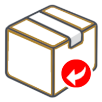 Illustration of a white box with gold accents on a white background