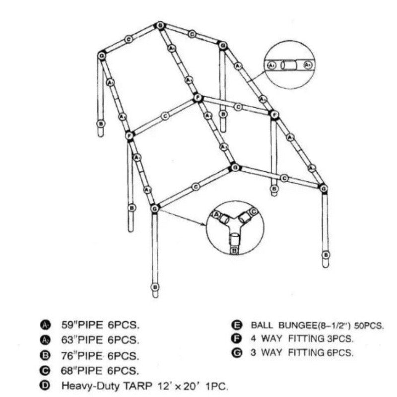 10x20' Complete Carport Canopy Kit with Poles + Tarp - From $348.26! Shop now at ODC DEALS