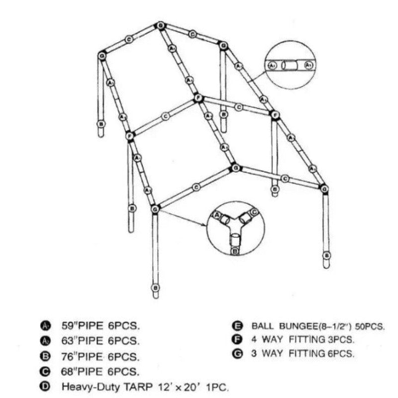 10x20' Complete Carport Kit w/ Poles & Tarp -from 348.26! Shop now at OdcDeals